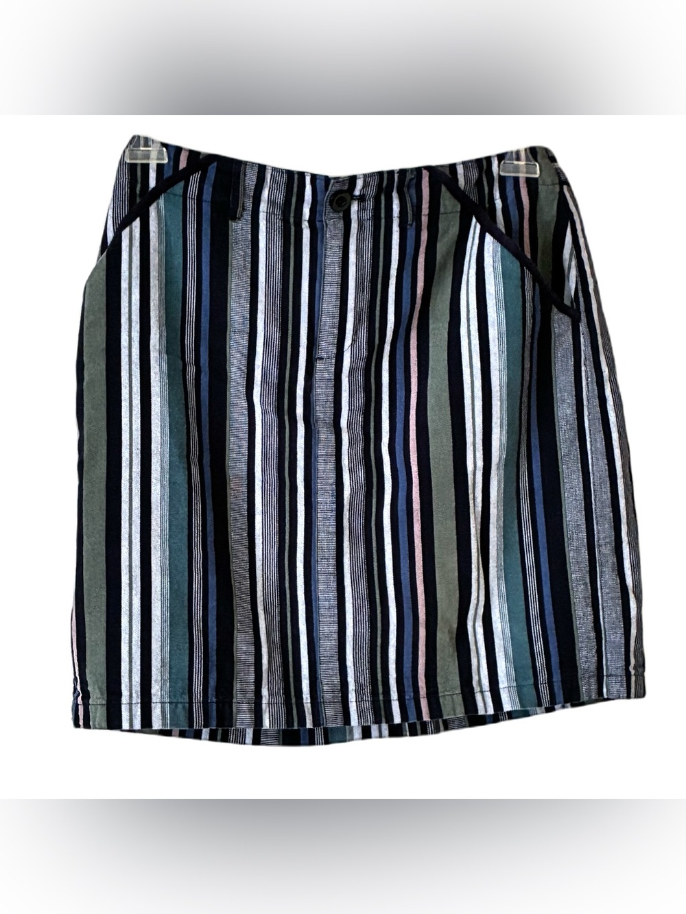 Christopher & Banks Striped Denim Skort, Sz. 6, Blue/Green Striped
